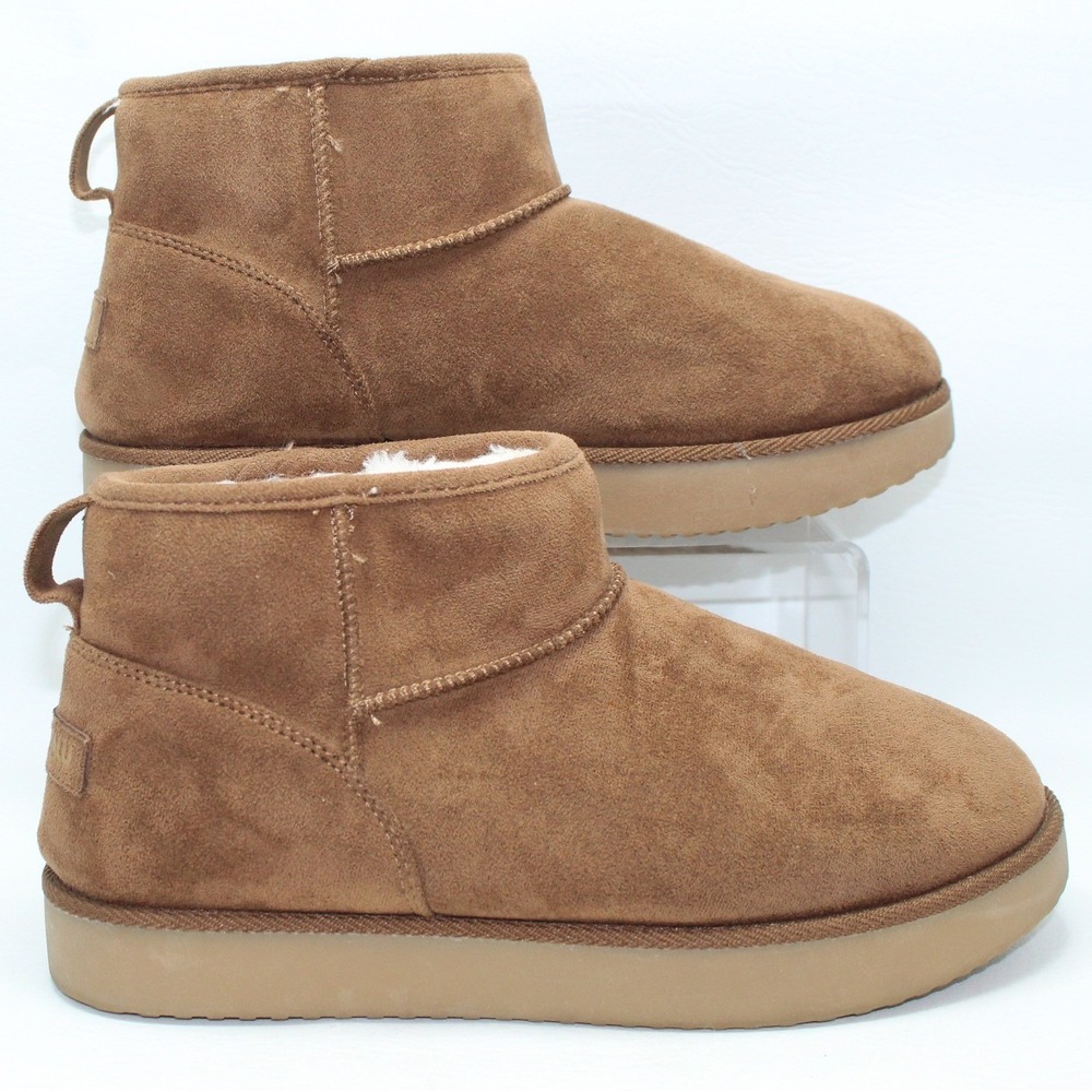 Makalu California Zhuri Women 9M Chestnut‎ Brown Faux Fur Lined Mini Boots